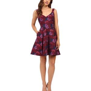 Nicole Miller Purple Wildflower Jacquard Fit & Flare Cocktail Dress 4